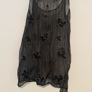 Zara Black Sheer Beaded Top